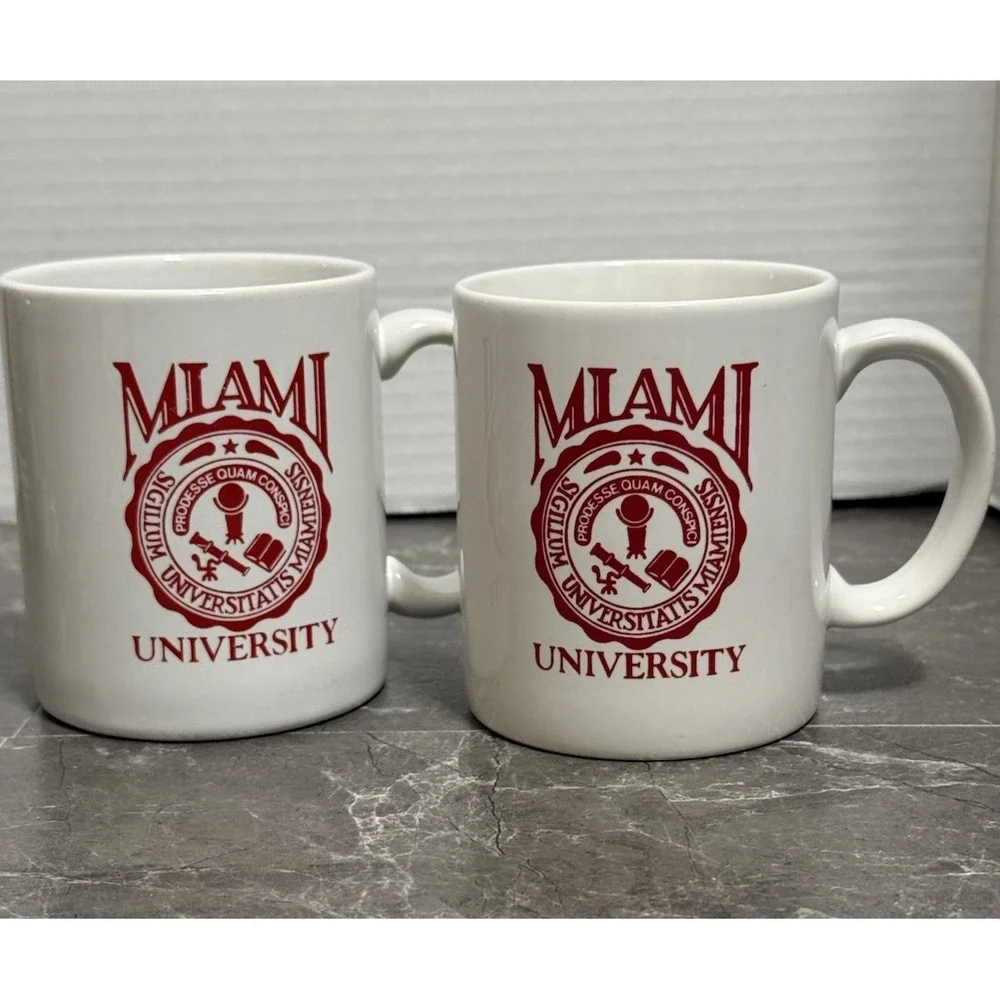 Miami University Coffee Cups Set Of 2 Oxford, Ohio